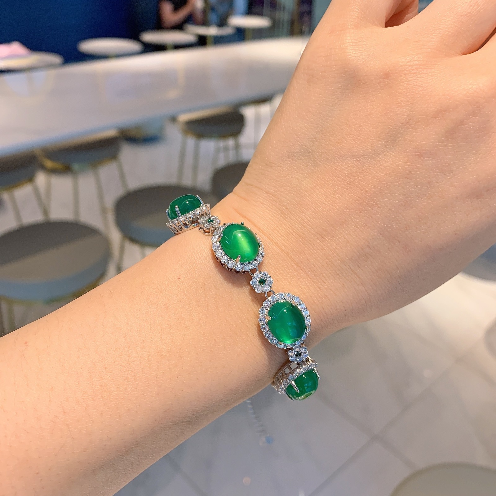 Charm Bracelets SUYU Summer Geometric Fashion Green escent Bracelet Round Set Zircon Birthday Gift for Women 230822