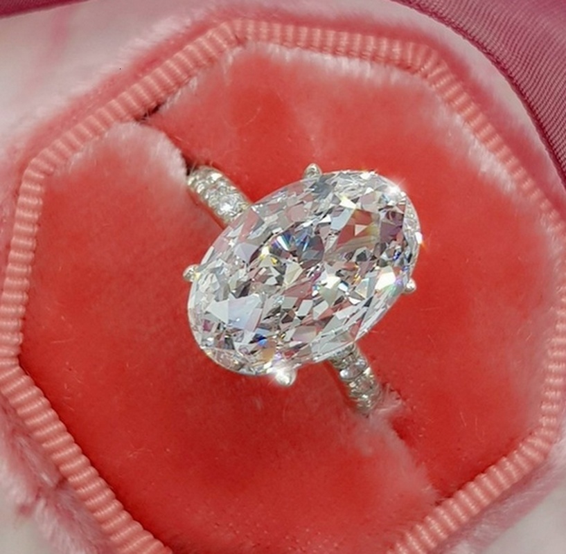 Band Rings Exquisite Silver Color Oval Threedimensional Zirconia stone Jewelry Bride Engagement Wedding for Women 230823