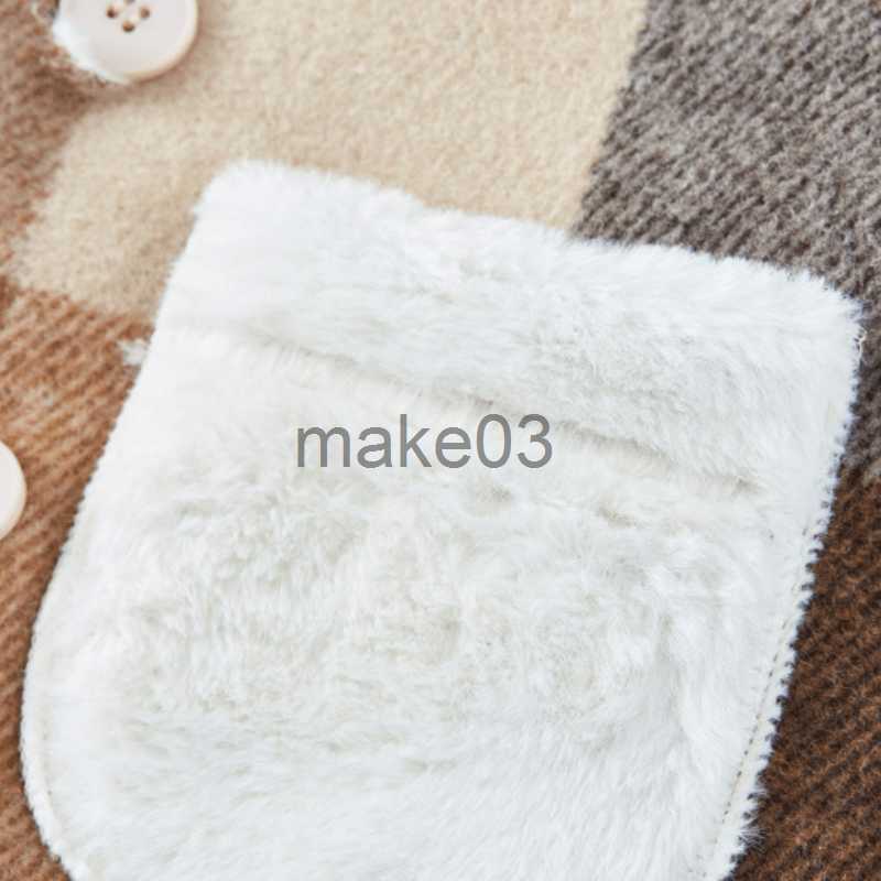 Down Coat Newborn Baby Girl Boy Fleece Plaid Jacket Infant Toddler Child Coat Autumn Winter Single Breasted Outwear Baby Clothes 9M2Y J230823