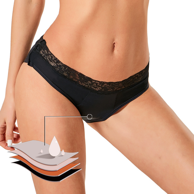 Women's Panties S4XL Detachable buttons leak proof menstrual briefs sexy lace four layers absorbent physiological underwear plus size lingerie 23