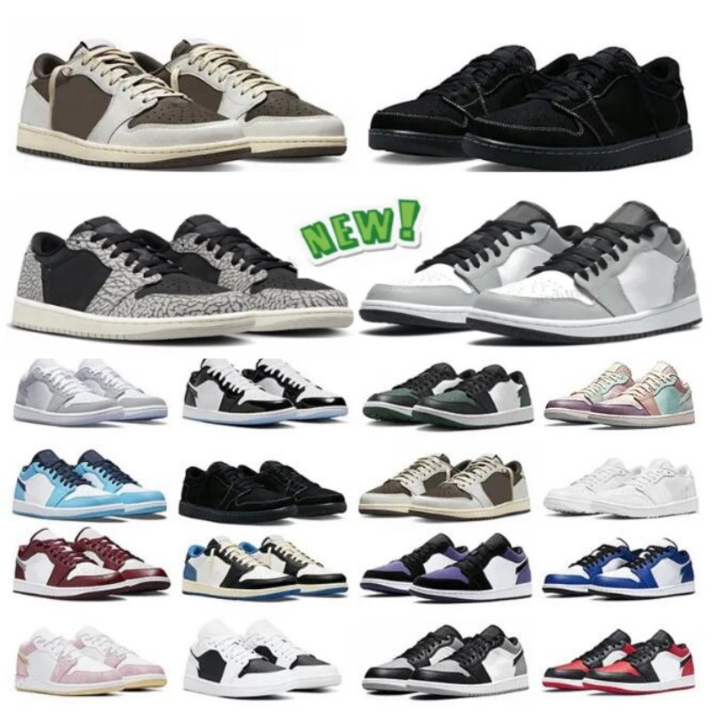 2024 1S Low Black Phantom Basketball Shoes 1s Black Toe Panda concord trainer with box