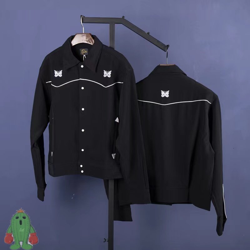 Men s Jackets NEEDLES Butterfly Embroidered Vintage School Suit Shirt Pants Casual Jacket Set 230823