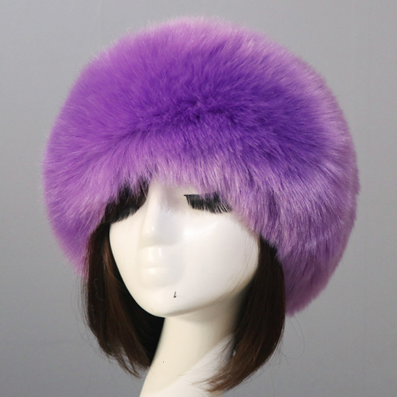 Beanie/Skull Caps HT3452 Fur Hat Women Thick Warm Faux Fur Russian Hat Ushanka Ladies Skullies Beanies Female Winter Hats for Women Headband 230822