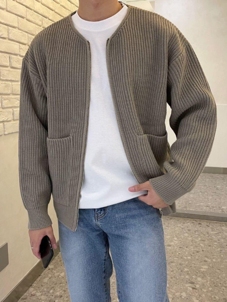 Men's Sweaters Autumn Winter Sweater Solid Fashion Trend Cardigan Loose Casual Zipper Knitted Coats Japanese Jumper Home Clothes y230822
