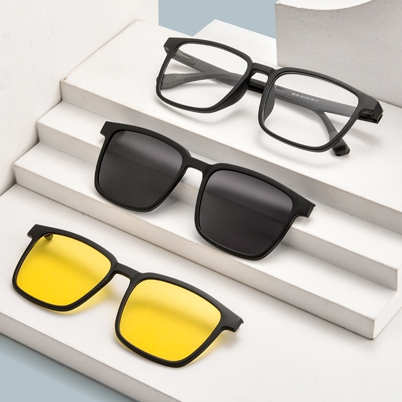 Fashion Sunglasses Frames YIMARUILI Fashion Square Magnetic Clip Eyewear Polarized Night Vision Optical Prescription Eyeglasses Frame 99105R 230822