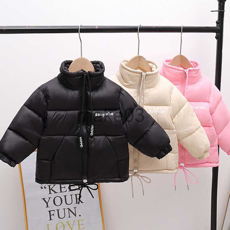 Down Coat Girls Winter Coat Letter Pull Rope Zipper Warm Down Boys Jacket 2023 Kids Jackets for Boys Casual Kids Parka Overcoat 213 Year J230823