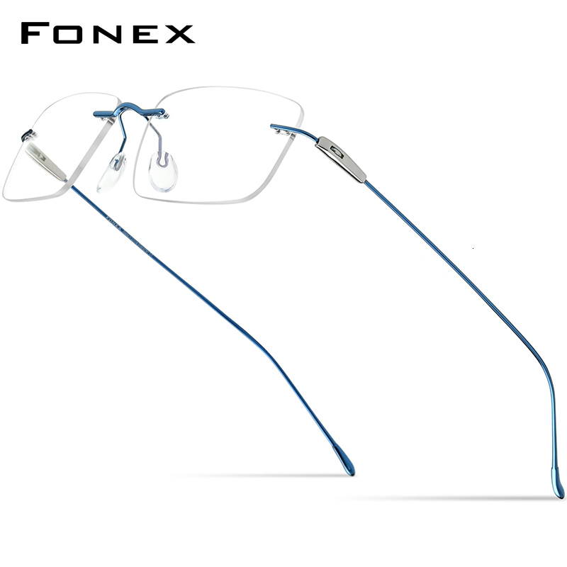 Fashion Sunglasses Frames FONEX Rimless Glasses Frame Men Square Prescription Frameless Eyeglasses Women Optical Screwless Eyewear F85708 230822