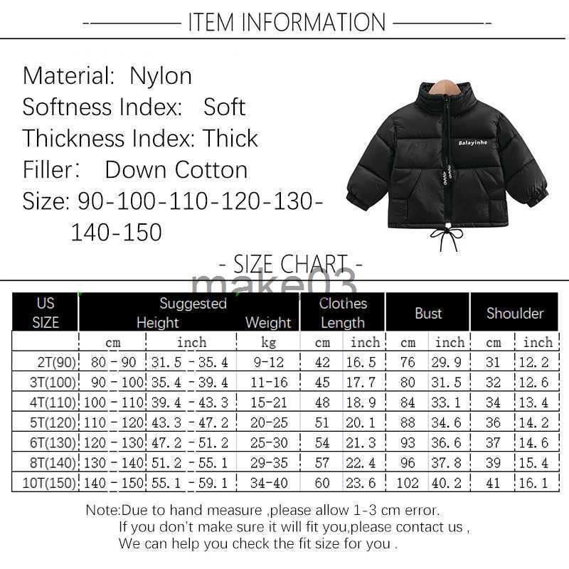 Down Coat Girls Winter Coat Letter Pull Rope Zipper Warm Down Boys Jacket 2023 Kids Jackets for Boys Casual Kids Parka Overcoat 213 Year J230823