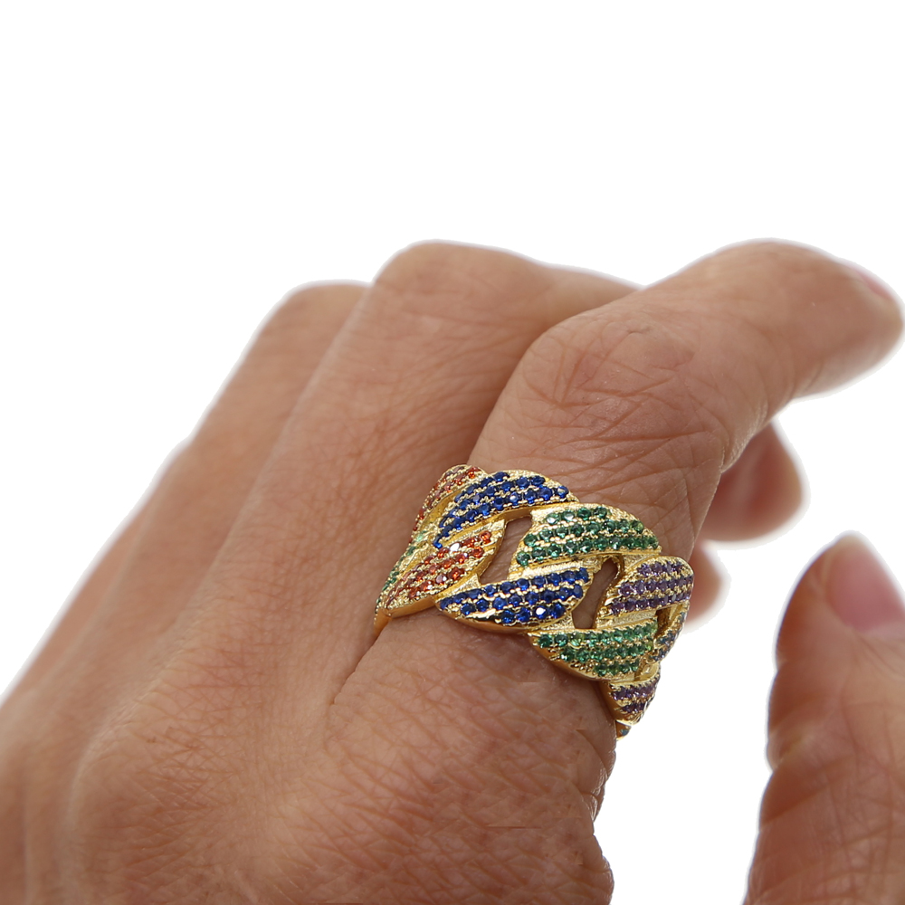 Men's Punk Full CZ Stone Hip Hop Finger Ring - 2024 Jewelry