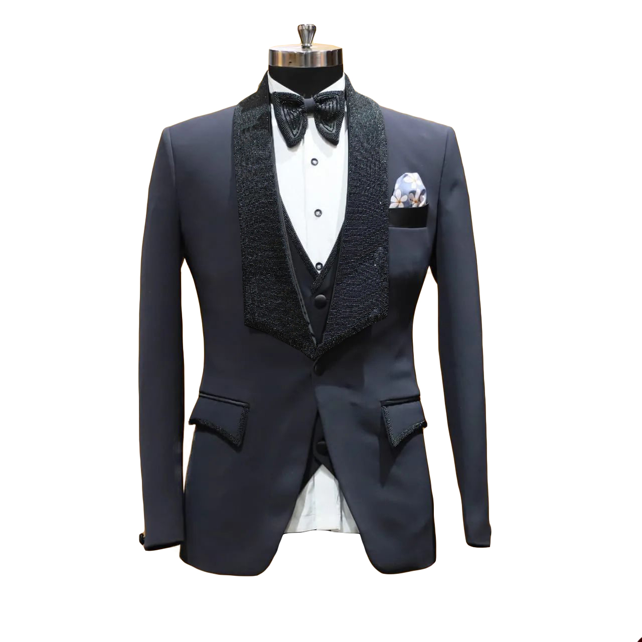 Modern 3 Pieces Wedding Tuxedos Net Shawl Lapel One Button Design Pockets Customize Coat Vest Black Pants Fashion Formal Prom Party Tailored Exquisite