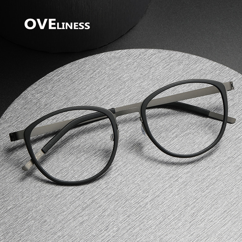 Fashion Sunglasses Frames Glasses Frame for Men Women Vintage Round Myopia Optical Eyewear Screwless Prescription Eyeglasses Frame Spectacle 230822