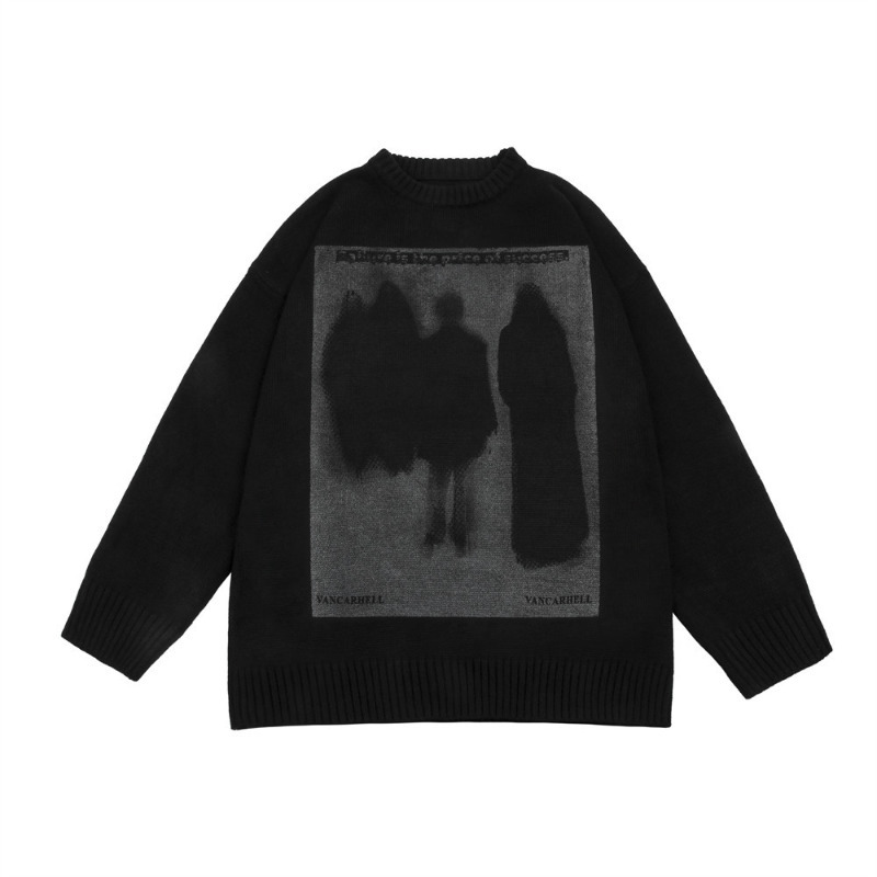 Men's Sweaters Y2k Spring and Autumn Men Oversized Knitted Jumper Sweaters Hip Hop Graphic Print Streetwear Harajuku Fashion Casual Pullovers 230