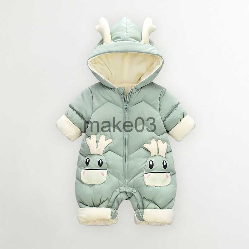Down Coat OLEKID 2023 Baby Winter Snowsuit Plus Velvet Thick Baby Boys Jumpsuit 02 Years Newborn Romper Baby Girls Overalls Toddler Coat J230823