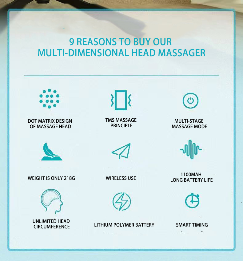 Head Massager Electric Vibration Relax Scalp Massage Relieve Fatigue Headache Insomnia Brain Stimulator Device for 230823