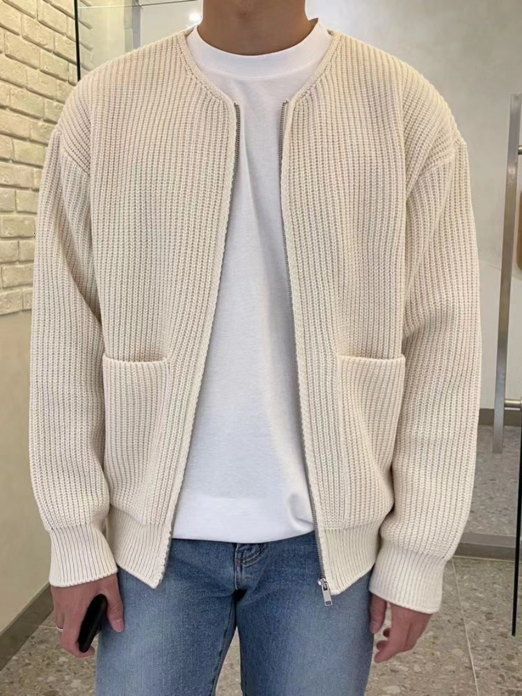 Men's Sweaters Autumn Winter Sweater Solid Fashion Trend Cardigan Loose Casual Zipper Knitted Coats Japanese Jumper Home Clothes y230822