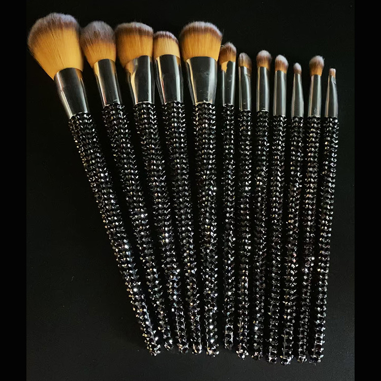 Makeup Tools 12Pcsset Diamondstudded Brushes Gems Beauty Full Diamond Loose Powder Foundation Concealer Brush Bling 230822