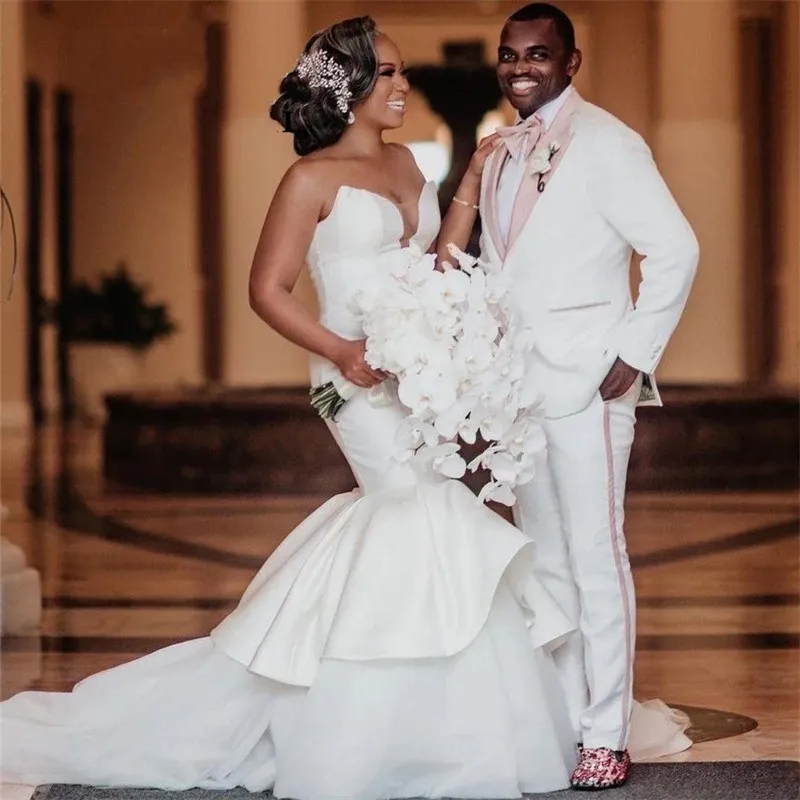 Deep V Sexy Mermaid Wedding Dresses 2023 New Pleat Sleeveless Ruffles Bride Formal Gowns Vestidos De Novia Custom Made