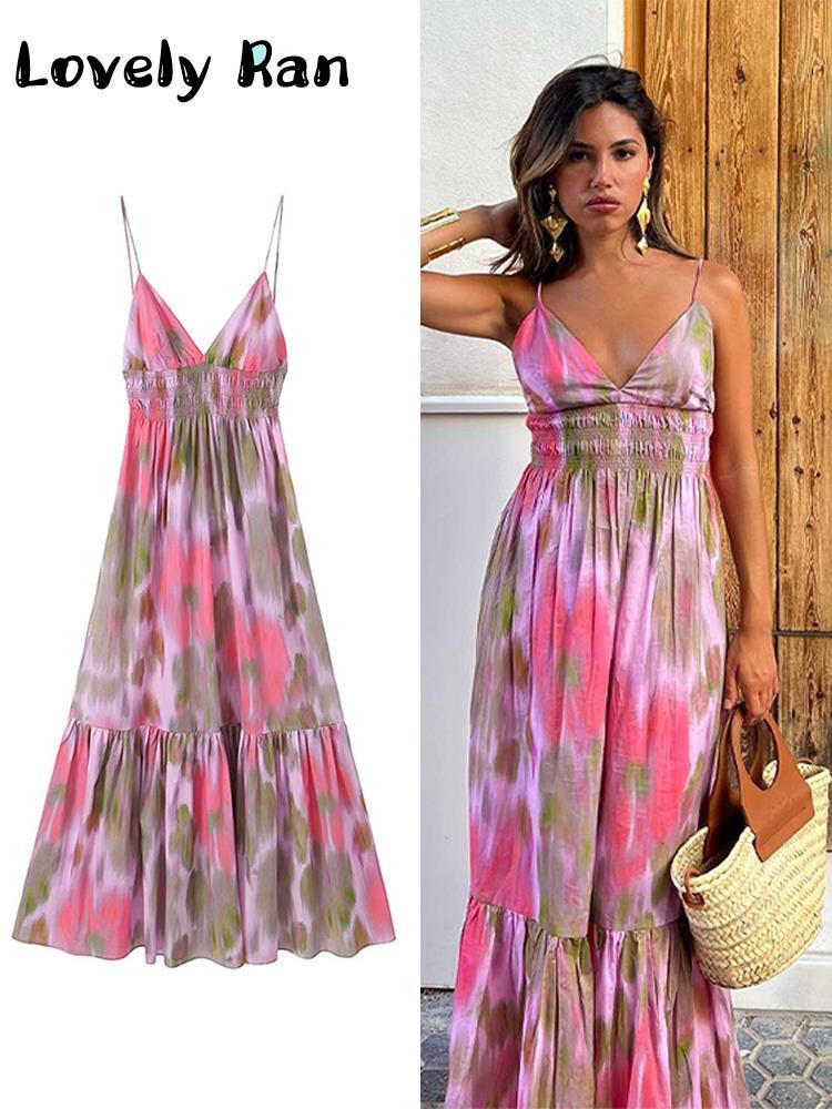 Basic Casual Dresses Fashion High Waist Suspender Maxi Dres Sexy Deep V neck Sleeveless Midi Female Summer Vacation Beach Party Vestidos 230822