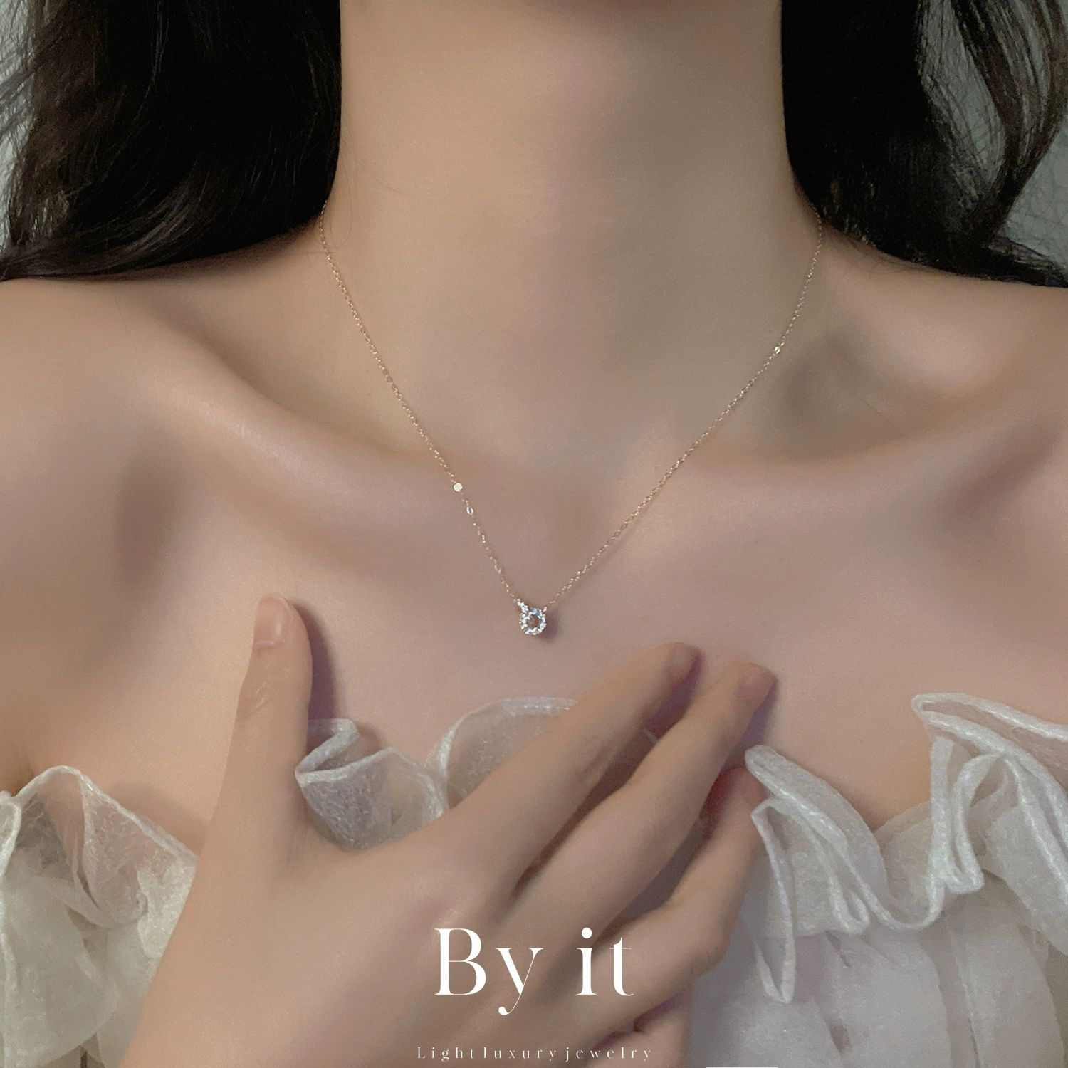 New 925 Sterling Silver Double Ring Necklace Female Clavicle Chain Simple Temperament Necklace Wedding Jewelry Accessories Z250910