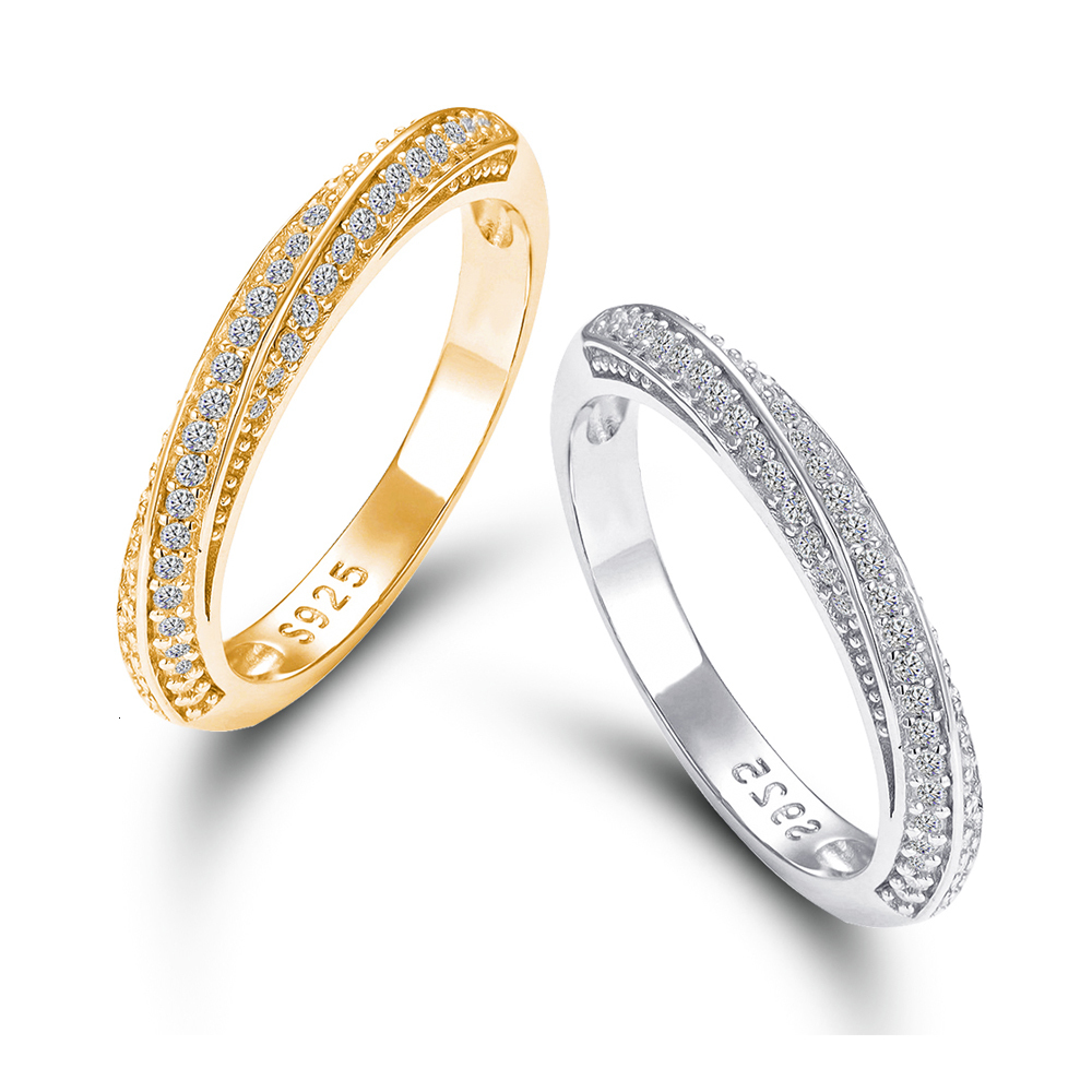 Wedding Rings Serenity 0 255cttw Real D Color 1mm Full For Women S925 Sterling Silver Bands Plate 18K White Gold Fine Jewelry 230822