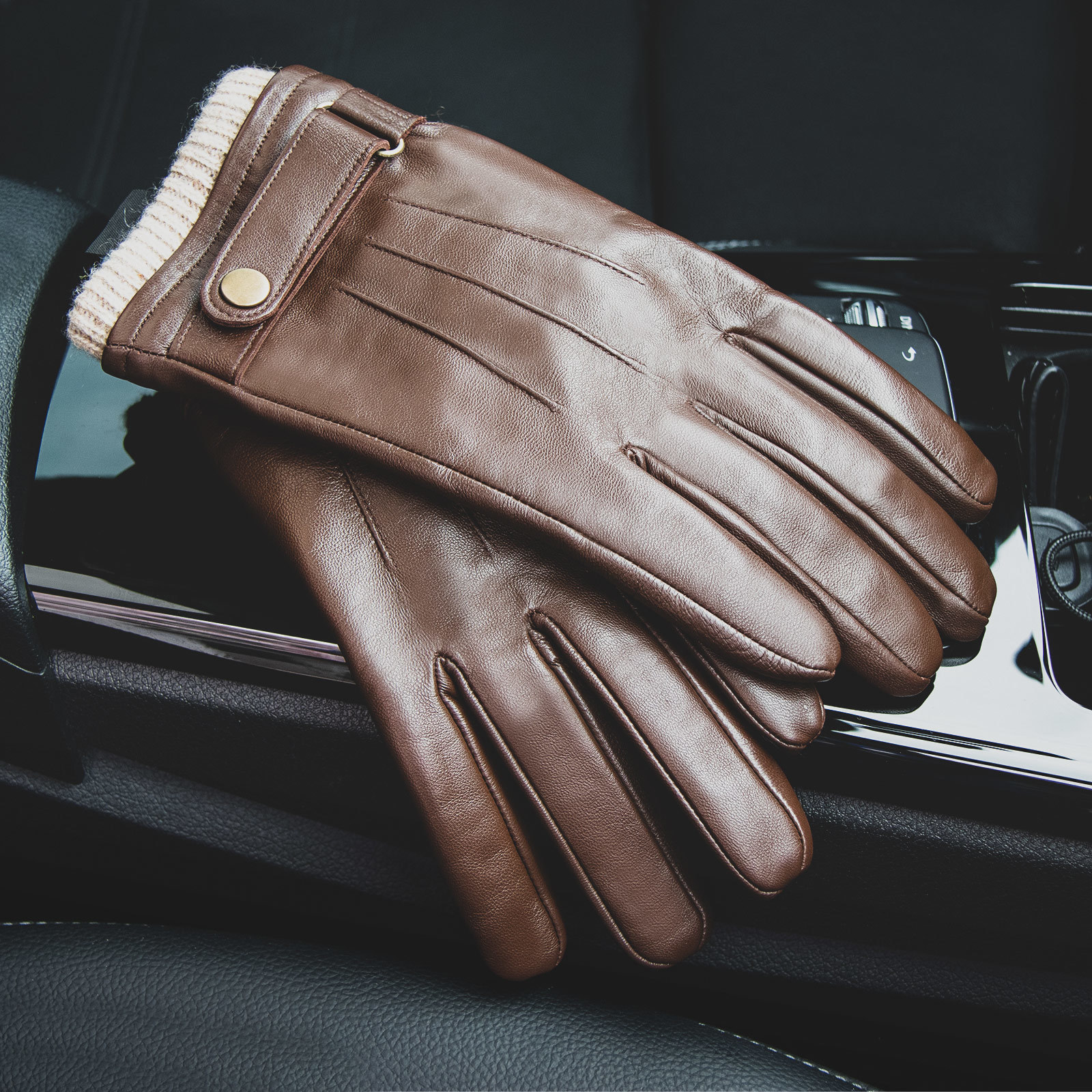 Five Fingers Gloves OZERO Mens Fashion Warm Gloves Genuine Leather Touchscreen Waterproof Winter Business Driving Sports Full Finger Gloves 5022 23082