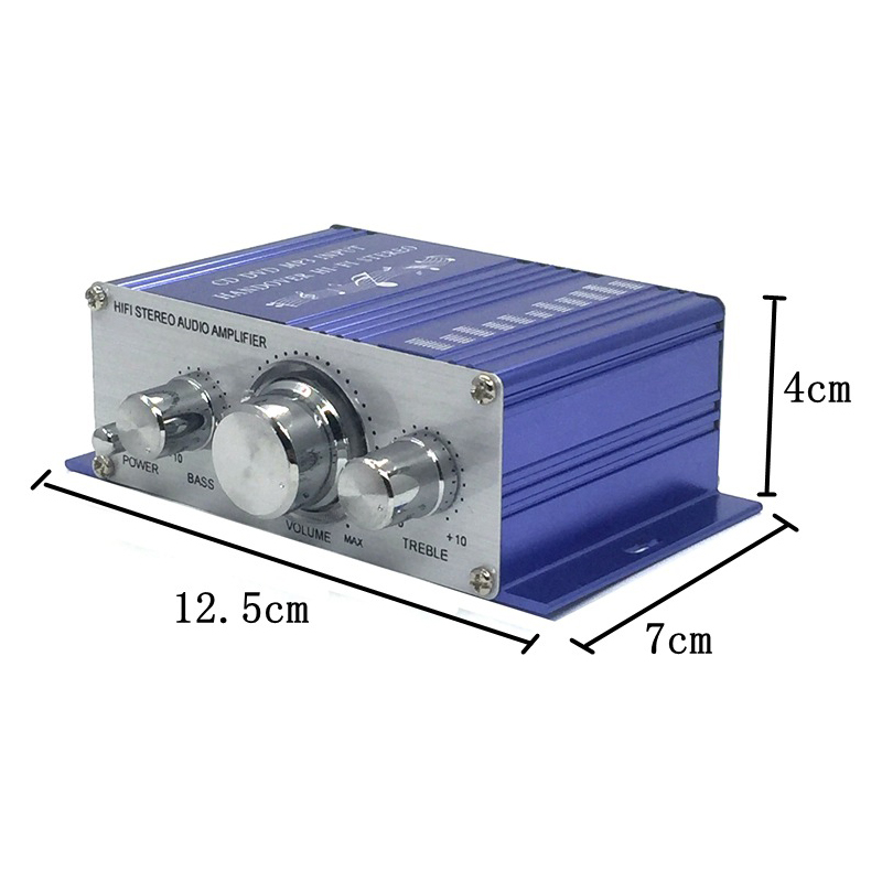 Stereo Amplifier Hi-Fi 12V Mini Auto Car Power Amplifier Stereo Audio Amplifier CD DVD MP3 Input For Motorcycle Boat Home Audio