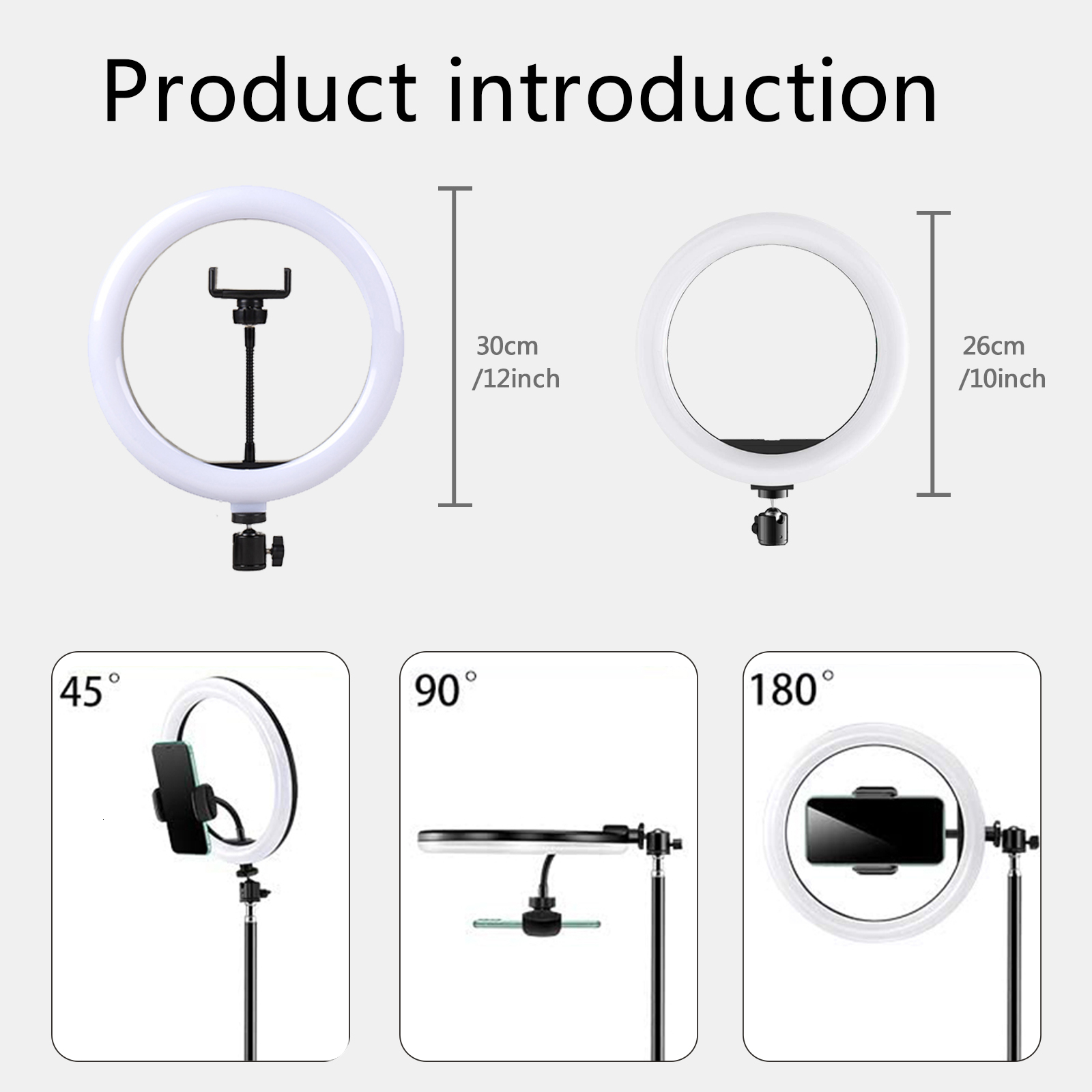 Other Flash Accessories 12in 30cm Selfie Ring Light RGB Tripod Phone Stand Holder P ography RingLight Circle Fill Led Color Lamp Trepied Makeup 230823