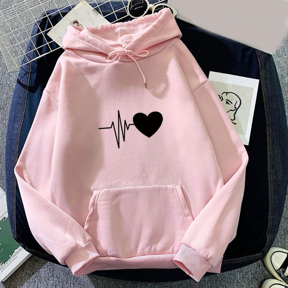 Women's Hoodies Sweatshirts Drop Arrival Women Hoodie Drawstring Warm Pullover Heart Print Spring Hoodie 230822