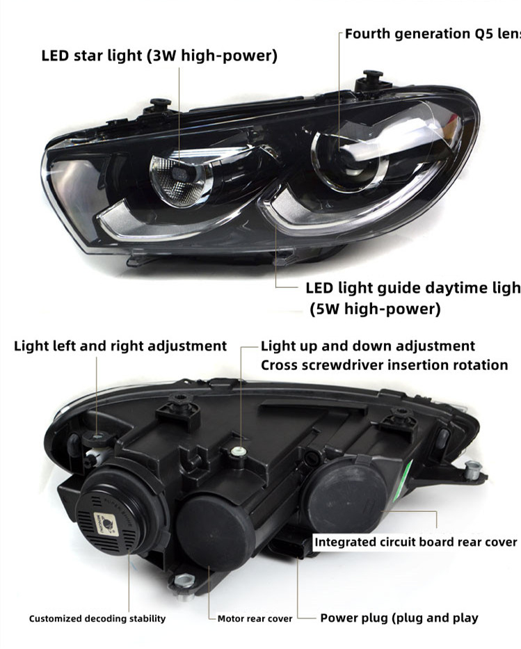 Front Headlight For VW Scirocco 20 08-20 18 Upgrade LED Far and Near Lights LED Running Headlamp Streamer Turn Signal