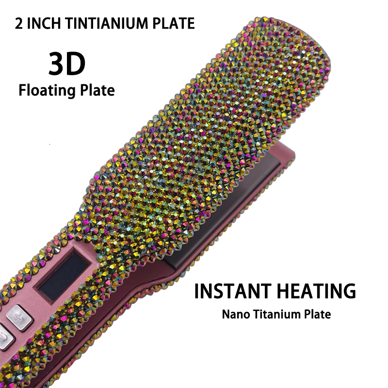Hair Straighteners Straightener 2 Inch Crystal Flat Iron Professional Nano Plate Straightening MCH Instant Heat up 480 230823