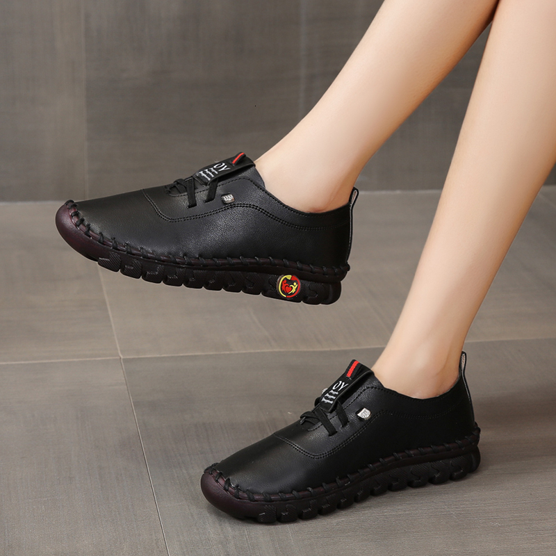 Dress Shoes Sneaker Platform Loafers Lace Up Leather Flat SlipOn Spring Casual Mom Shoe Mujer Zapatos Chaussure Femme Sne 230823