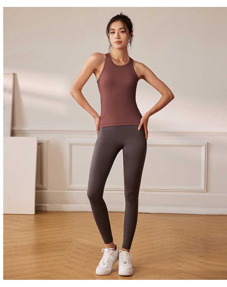 LL Gym Yoga Bra I-shaped Vest Crop Top Women Crew Neck With Gym Off Shoulder Sexy Tank Tops Fitness Cami Casual Summer Sportswear