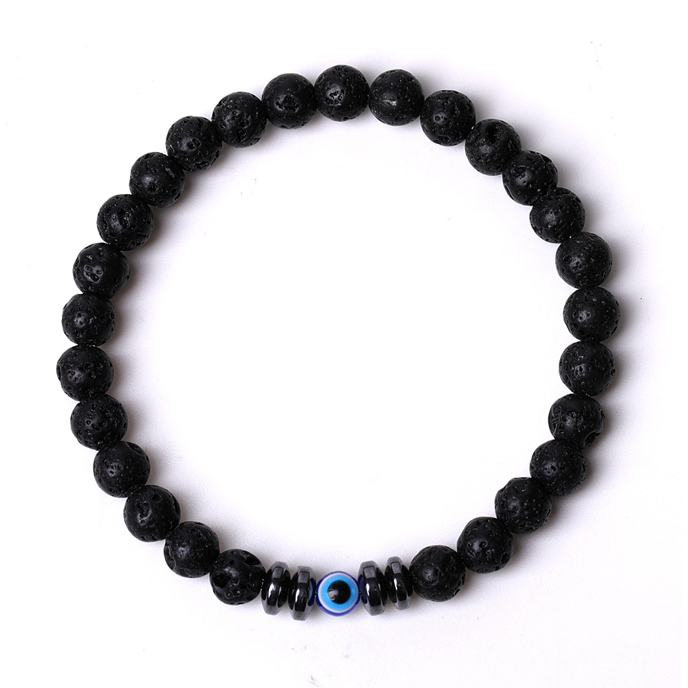 Turkish Lucky Evil eye 6mm Black Matted Turquoise bead bracelet Elasticity Blue Eyes Bracelet For Women Men Jewelry