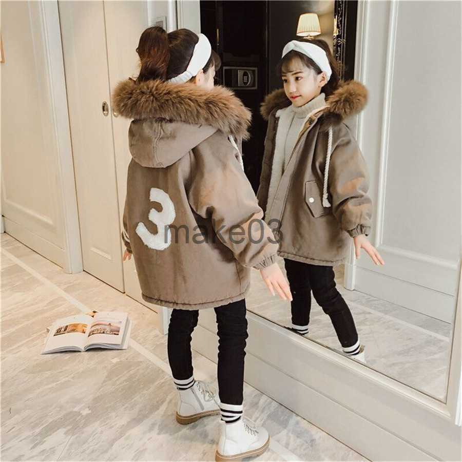 Down Coat Solid Color Hooded Down Parkas For 4 6 8 10 12 14 Year Girls Coats Fashion Winter Warm Thickening Jackets Kids Long Outerwear J230823