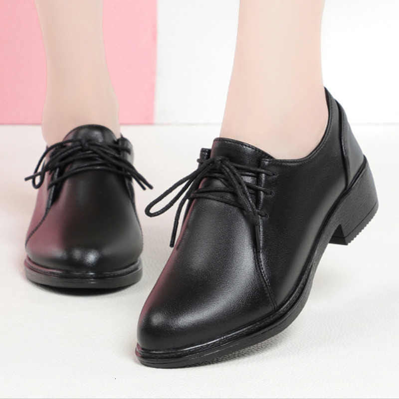 2025 new Dress Shoes AIYUQI Women Spring Relly Leather Large Size Nonslip Thick Heel Soft Bottom Laceup Single Ladies shoes 230823