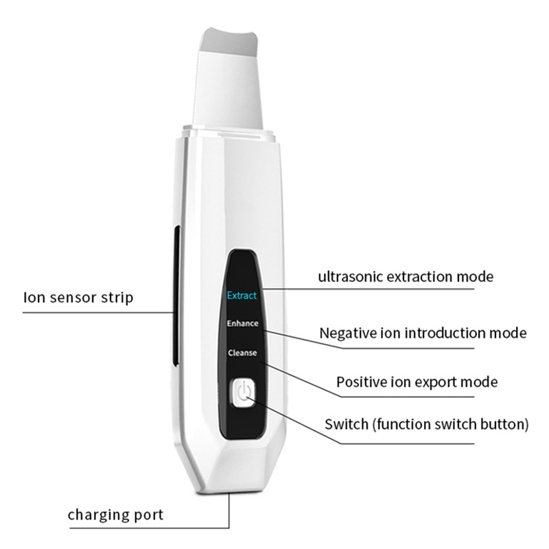 Ultrasonic Skin Scrubber Vibration Face Spatula Blackhead Remover Shovel Clean Cavitation Peeling Facial Lifting EMS Skin Care Treatment Leading IN Nu