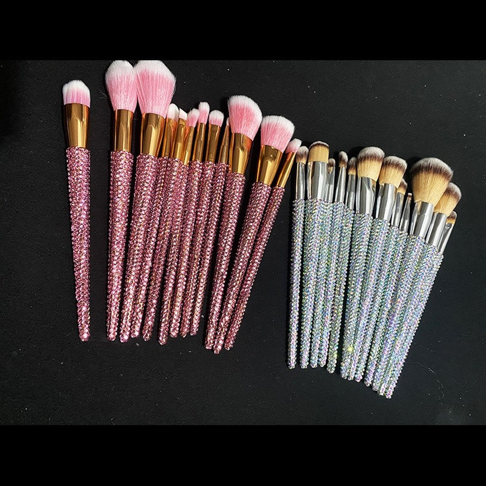 Makeup Tools 12Pcsset Diamondstudded Brushes Gems Beauty Full Diamond Loose Powder Foundation Concealer Brush Bling 230822