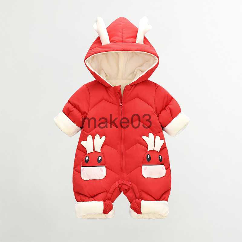 Down Coat OLEKID 2023 Baby Winter Snowsuit Plus Velvet Thick Baby Boys Jumpsuit 02 Years Newborn Romper Baby Girls Overalls Toddler Coat J230823