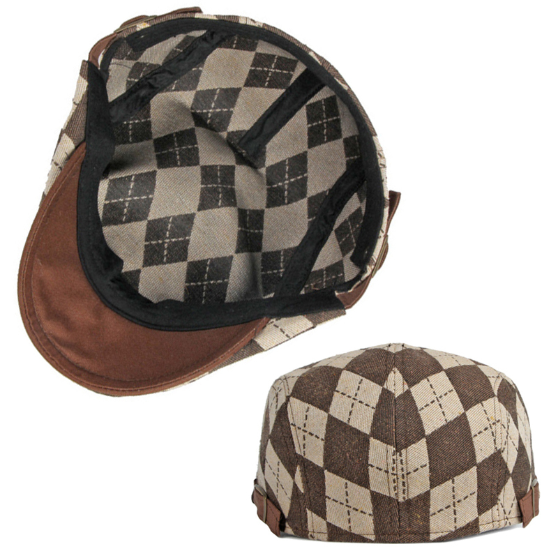 Berets Spring Fall Men's Beret Hat Retro Plaid Herringbone Cap Forward Flat ed Women Dailywear Sunshade Cabbie Driving 230822