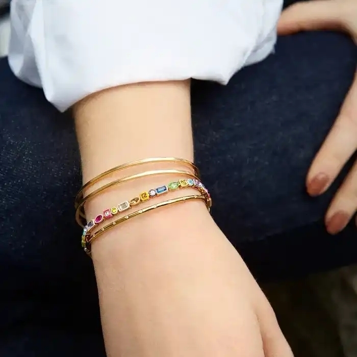 Charm Bracelets 18K Gold Plated fashion Rainbow Colorful Cz Round Square Shape Tennis Bracelet women girl Birthday Party charm Jewelry Gift 2023 23082