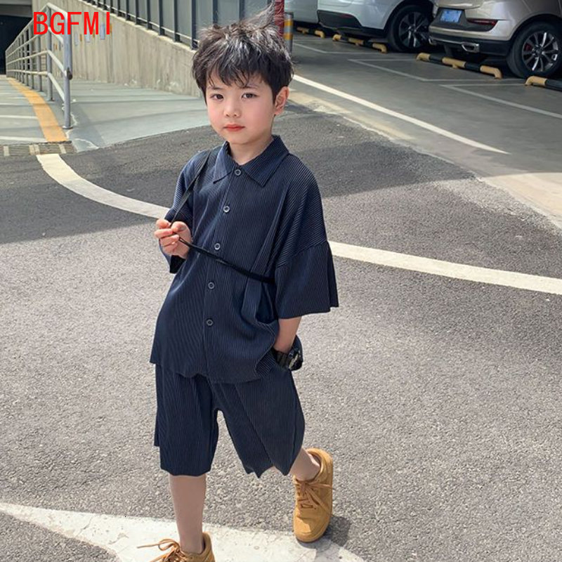 Clothing Sets Summer korean Teenagers Boys Thin Ribbed Loose Clothes Set ShirtShorts 2PCS Casual Short Sleeve Children's 212Y 230823