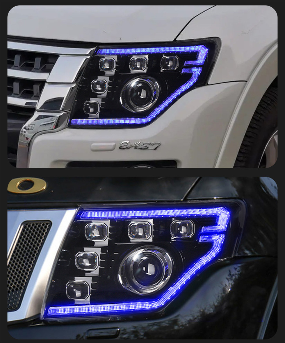 Auto Headlight For Pajero V97 Full LED Headlights 2009-20 21 V93 V95 LED Daytime Lights Dual Lens Signal Lamp