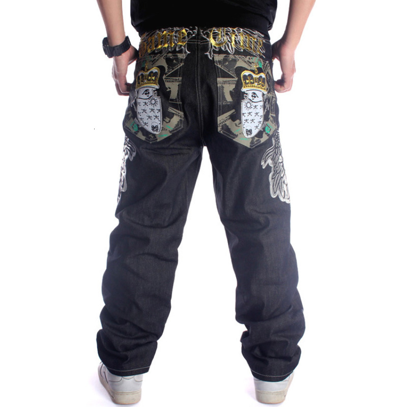 Men's Jeans Y2K Men's Jeans Fashion Trend Wide Leg Pants Casual Street Hip Hop Skateboard Embroidery Flower Wings Street Dance Pants 230823