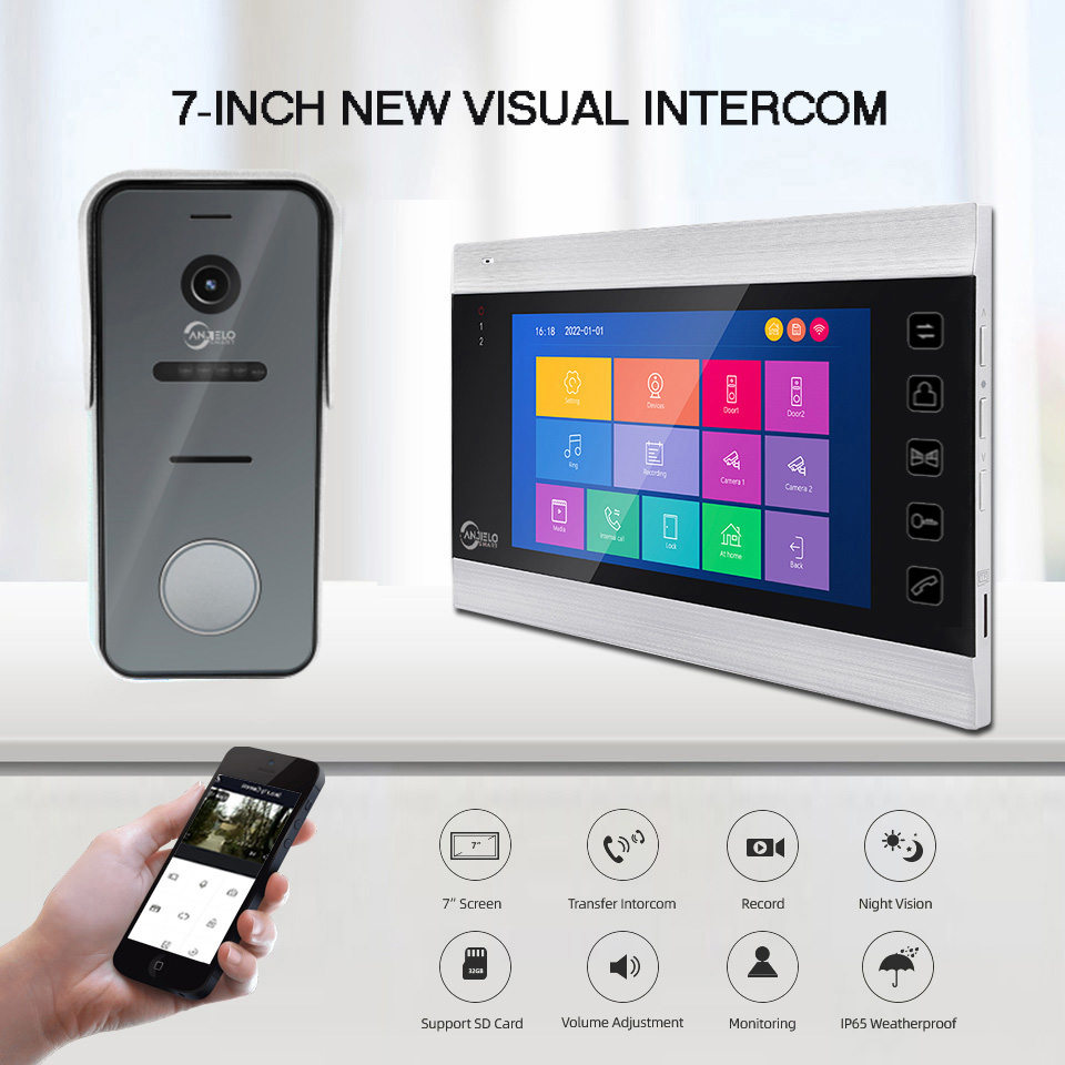Latest 7 Inch Screen Monitor with Wide Angle Video Doorbell Camera Night Vision Video Doorphone System For Apartment