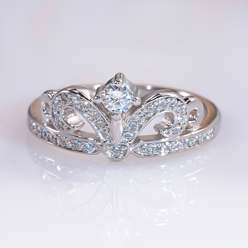 Wedding Rings 2023 Crown Ring S925 Sterling Silver Pt950 Platinum Plated for Women Fine Jewelry Engagement Party Gift 230822