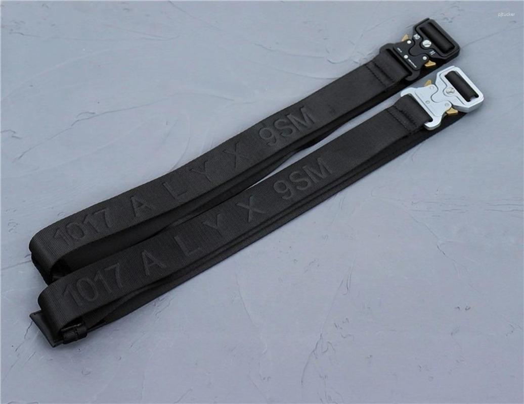 Belts 1017 ALYX 9SM Classic Rollercoaster Belt Men Women Silvery Metal Buckle Jacquard Labeled Y2k