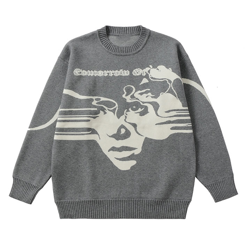 Men's Sweaters Men High Street Sweater Vintage trend loose couple round neck Knitted pullover sweater Harajuku oversized Sweaters women y2k 23082
