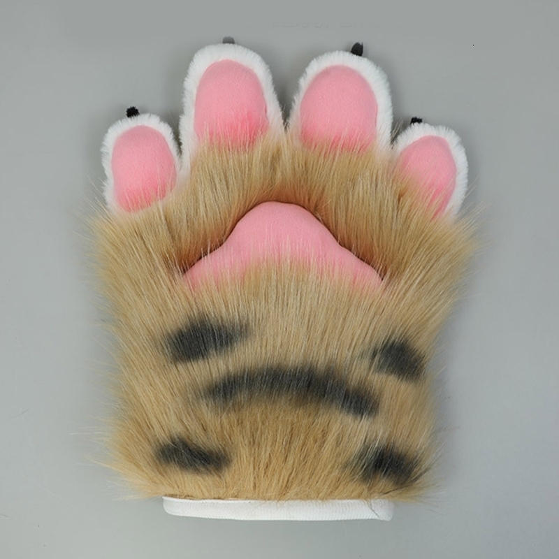Five Fingers Gloves Women Winter Gloves Cartoon Tiger Paw Shape Warm Thicken Gloves Knit Mittens Furry Cuff Gloves for Girlfriend Presents 230822