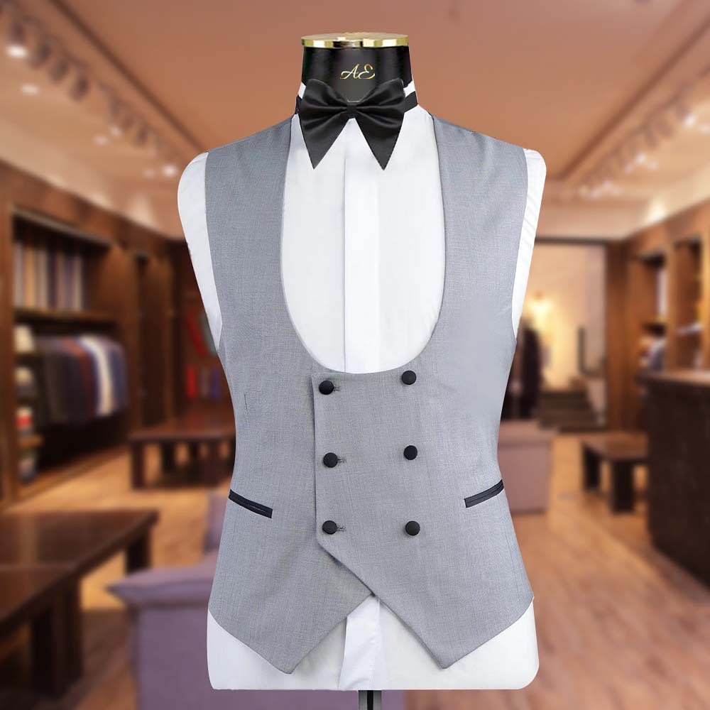 Gray 3 Pieces Wedding Tuxedos Shawl Lapel One Button Design Pockets Customize Coat Vest Pants Fashion Formal Prom Party Occasions Tailored Exquisite
