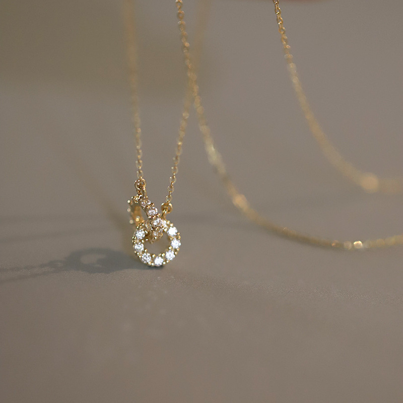 New 925 Sterling Silver Double Ring Necklace Female Clavicle Chain Simple Temperament Necklace Wedding Jewelry Accessories Z250910